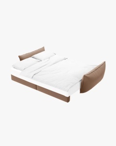 CANAPEA EXTENSIBILA KAELLE, 244 CM, CU 3 LOCURI, BEJ, CU TAPITERIE DIN TEXTIL CATIFEA BLUVEL, MICADONI - Img 2