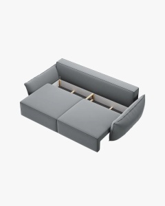 CANAPEA EXTENSIBILA KAELLE, 244 CM, CU 3 LOCURI, GRI, CU TAPITERIE DIN TEXTIL CATIFEA BLUVEL, MICADONI - Img 4