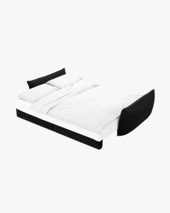CANAPEA EXTENSIBILA KAELLE, 244 CM, CU 3 LOCURI, NEGRU, CU TAPITERIE DIN TEXTIL CATIFEA BLUVEL, MICADONI - Img 2
