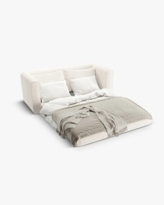 CANAPEA EXTENSIBILA LIDO, BEJ DESCHIS, 158X69 CM, TAPITAT CU TAPITERIE DIN TEXTIL STRUCTURAT BALTIMORE, MICADONI - Img 4