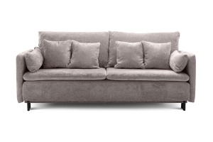 CANAPEA EXTENSIBILA MIRIA, GRI, CONFECTIONATA DIN METAL, SPUMA SI TEXTIL, STIL MODERN
