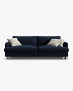 CANAPEA EXTENSIBILA NAOMI, CU 3 LOCURI, ALBASTRU ROYAL, 233X110 CM, TAPITAT CU TAPITERIE DIN TEXTIL CATIFEA SALVADOR, MICADONI