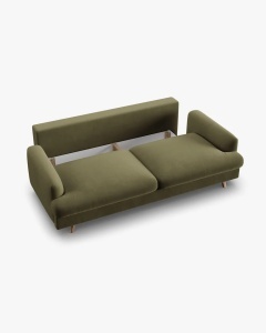 CANAPEA EXTENSIBILA NAOMI, CU 3 LOCURI, VERDE, 233X110 CM, TAPITAT CU TAPITERIE DIN TEXTIL CATIFEA SALVADOR, MICADONI - Img 7
