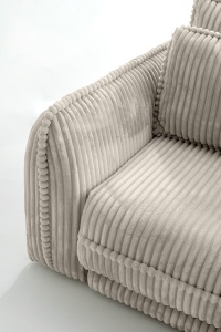 CANAPEA EXTENSIBILA NOA, CONFECTIONATA DIN TEXTIL, ARCURI SI SPUMA, BEJ, STIL MODERN - Img 4