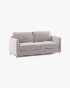 CANAPEA EXTENSIBILA SIMO, GRI DESCHIS, 225X94 CM, TAPITAT CU TAPITERIE DIN TEXTIL CATIFEA SALVADOR, MICADONI - Img 4