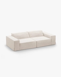 CANAPEA JODIE, CU 3 LOCURI, 204X99 CM, BEJ, TAPITAT CU TAPITERIE DIN TEXTIL STRUCTURAT LINS, MICADONI - Img 3