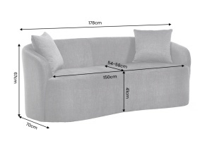 CANAPEA LIVING SEMIROTUNDA ELEMENTS, 180CM, 2 LOCURI, DIN LEMN SI MATERIAL CATIFEA, CULOARE GRI GRAFIT, INVICTA INTERIOR - Img 6