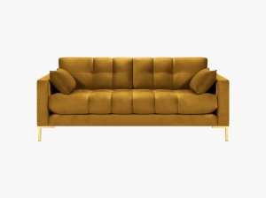 CANAPEA MAMAIA, 2 LOCURI, 152 CM, GALBEN 68/AURIU, TAPITERIE DIN CATIFEA, DESIGN DEOSEBIT - Img 3
