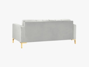 CANAPEA MAMAIA, 2 LOCURI, 152 CM, GRI DESCHIS 03/AURIU, TAPITERIE DIN CATIFEA, DESIGN DEOSEBIT - Img 4