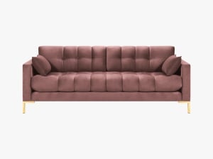CANAPEA MAMAIA, 3 LOCURI, 177 CM, ROZ 52/AURIU, TAPITERIE DIN CATIFEA, DESIGN DEOSEBIT - Img 3