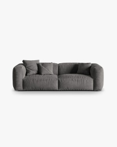 CANAPEA MARTINA, CU 3 LOCURI, GRI, 244 CM, CU TAPITERIE DIN TEXTIL CATIFEA VOGUE, MICADONI