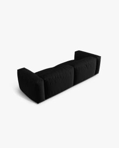 CANAPEA MARTINA, CU 3 LOCURI, NEGRU, 244 CM, CU TAPITERIE DIN TEXTIL STRUCTURAT BOSTON, MICADONI - Img 3