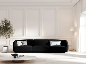 CANAPEA MILEY, 3 LOCURI, 259 CM, NEGRU 19, TAPITERIE DIN CATIFEA, DESIGN DEOSEBIT - Img 1