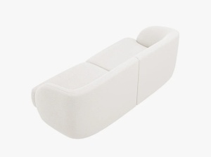 CANAPEA MILEY, CU 2 LOCURI, ALBA, CU TAPITERIE DIN TEXTIL BOUCLE BALOO, MICADONI - Img 3