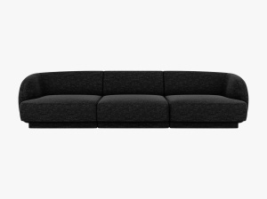 CANAPEA MILEY, CU 3 LOCURI, GRI ANTRACIT, CU TAPITERIE DIN TEXTIL CHENILLE EDEN, MICADONI