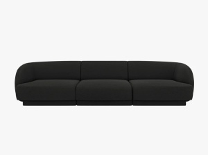 CANAPEA MILEY, CU 3 LOCURI, NEGRU, CU TAPITERIE DIN TEXTIL BOUCLE BALOO, MICADONI - Img 2