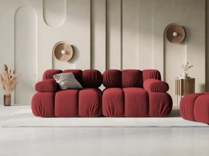 CANAPEA MODULARA BELLIS, 2 LOCURI, 188 CM, ROSU INCHIS 59, TAPITERIE DIN CATIFEA, DESIGN DEOSEBIT