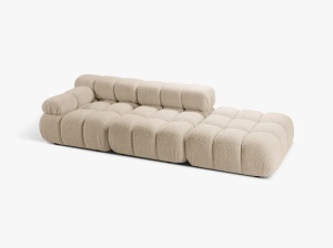 CANAPEA MODULARA BELLIS, PE DREAPTA, BEJ DESCHIS, CU TAPITERIE DIN TEXTIL BOUCLE ROLF, MICADONI - Img 2