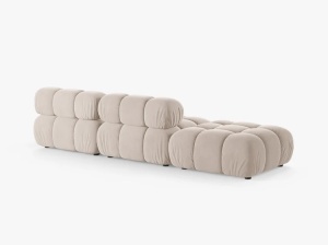 CANAPEA MODULARA BELLIS, PE STANGA, BEJ DESCHIS, CU TAPITERIE DIN CATIFEA VENUS, MICADONI - Img 3