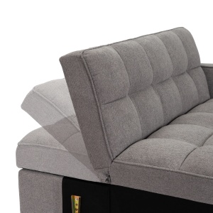 CANAPEA RABATABILA, ARTIM MEBLE, REALIZAT DIN MATERIAL TEXTIL GRI INCHIS SI METAL, STIL MODERN - Img 7
