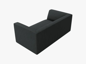 CANAPEA RUBY, CU 2 LOCURI, NEAGRA, CU TAPITERIE DIN CATIFEA REIATA MATA, MICADONI - Img 3