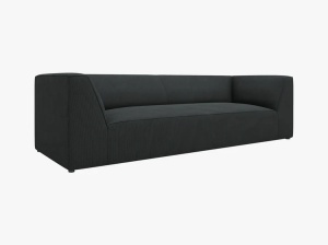 CANAPEA RUBY, CU 3 LOCURI, NEAGRA, CU TAPITERIE DIN CATIFEA REIATA MATA, MICADONI - Img 2