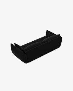 CANAPEA SPATIOASA SI CONFORTABILA KAELLE, CU 3 LOCURI, NEGRU, 208 CM, CU TAPITERIE DIN TEXTIL CATIFEA BLUVEL, MICADONI - Img 3