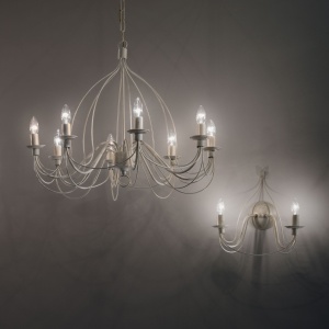 CANDELABRU CORTE SP8, ALB ANTIC, DIN METAL, STIL CLASIC - Img 2