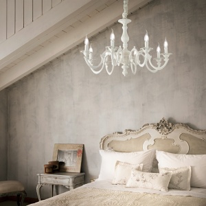 CANDELABRU JUSTINE SP8, ALB, DIN METAL, STIL CLASIC - Img 2