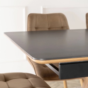 CEL MAI MIC PRET!!!MASA EXTENSIBILA 160-200CM, ARTIM MEBLE, REALIZATA DIN METAL, LEMN SI MDF, CERAMICA, CULOARE NEGRU/STEJAR, STIL MODERN - Img 4