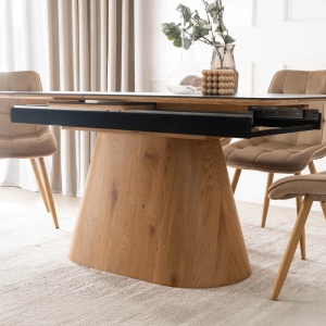 CEL MAI MIC PRET!!!MASA EXTENSIBILA 160-200CM, ARTIM MEBLE, REALIZATA DIN METAL, LEMN SI CERAMICA, CULOARE MARMURA NEGRU/STEJAR, STIL MODERN - Img 4