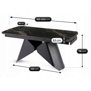 CEL MAI MIC PRET!!!MASA EXTENSIBILA 160-240CM, ARTIM MEBLE, REALIZATA DIN METAL SI CERAMICA, CULOARE MARMURA NEAGRA/NEGRU, STIL MODERN - Img 11