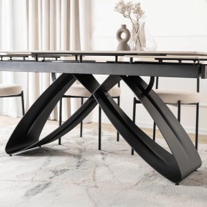 CEL MAI MIC PRET!!!MASA EXTENSIBILA 160-240CM, ARTIM MEBLE, REALIZATA DIN METAL SI CERAMICA, CULOARE MARMURA ALBA/NEGRU, STIL MODERN - Img 5