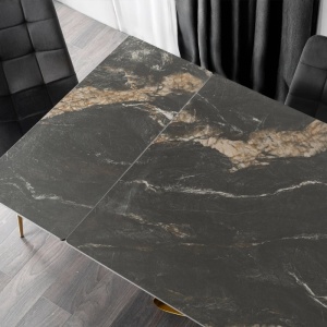 CEL MAI MIC PRET!!!MASA EXTENSIBILA 160-240CM, ARTIM MEBLE, REALIZATA DIN METAL SI CERAMICA, CULOARE MARMURA NEAGRA/AURIU, STIL MODERN - Img 6