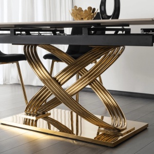 CEL MAI MIC PRET!!!MASA EXTENSIBILA 160-240CM, ARTIM MEBLE, REALIZATA DIN METAL SI CERAMICA, CULOARE MARMURA ALBA/AURIE, STIL MODERN - Img 8
