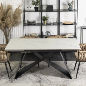 CEL MAI MIC PRET!!!MASA EXTENSIBILA 160-240CM, ARTIM MEBLE, REALIZATA DIN METAL SI CERAMICA, CULOARE MARMURA ALBA/NEGRU, STIL MODERN - Img 2