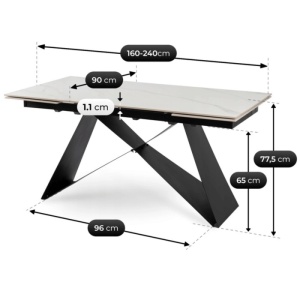 CEL MAI MIC PRET!!!MASA EXTENSIBILA 160-240CM, ARTIM MEBLE, REALIZATA DIN METAL SI CERAMICA, CULOARE MARMURA ALBA/NEGRU, STIL MODERN - Img 12