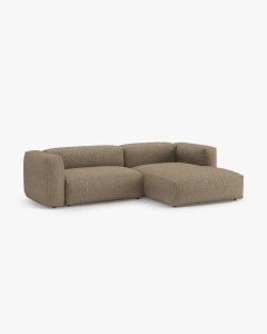 COLTAR CU 2 LOCURI, MARTINA, PE DREAPTA, 280 CM, CAPPUCCINO, TAPITAT CU TAPITERIE DIN TEXTIL BOUCLE MONET, MICADONI - Img 2