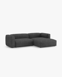 COLTAR CU 2 LOCURI, MARTINA, PE DREAPTA, 280 CM, GRI ANTRACIT, TAPITAT CU TAPITERIE DIN TEXTIL BOUCLE MONET, MICADONI - Img 2