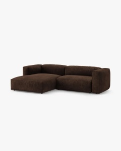 COLTAR CU 2 LOCURI, MARTINA, PE STANGA, 280 CM, CIOCOLATIU, TAPITAT CU TAPITERIE DIN TEXTIL CATIFEA VOGUE, MICADONI - Img 2