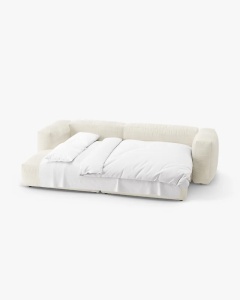 COLTAR CU 2 LOCURI, MARTINA, PE STANGA, 280 CM, FILDES, TAPITAT CU TAPITERIE DIN TEXTIL BOUCLE MONET, MICADONI - Img 4