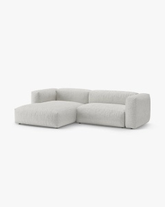 COLTAR CU 2 LOCURI, MARTINA, PE STANGA, 280 CM, MELANJ GRI BEJ, TAPITAT CU TAPITERIE DIN TEXTIL BOUCLE MONET, MICADONI - Img 2