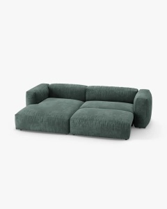 COLTAR CU 2 LOCURI, MARTINA, PE STANGA, 280 CM, VERDE MUSCHI, TAPITAT CU TAPITERIE DIN TEXTIL CATIFEA VOGUE, MICADONI - Img 3