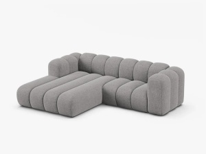 COLTAR CU 3 LOCURI LUPIN 230, PE STANGA, GRI DESCHIS, CU TAPITERIE DIN TEXTIL CHENILLE EDEN, MICADONI - Img 2