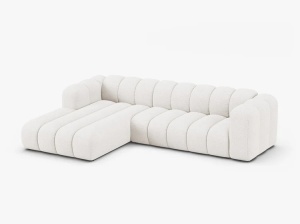 COLTAR CU 4 LOCURI LUPIN 288, PE STANGA, ALB CU TAPITERIE DIN TEXTIL BOUCLE BALOO, MICADONI - Img 2