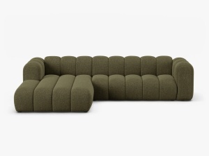 COLTAR CU 4 LOCURI LUPIN 288, PE STANGA, VERDE, CU TAPITERIE DIN TEXTIL CHENILLE EDEN, MICADONI