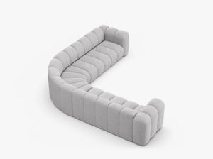 COLTAR CU 4 LOCURI LUPIN 309, GRI DESCHIS, CU TAPITERIE DIN TEXTIL BOUCLE BALOO, MICADONI - Img 3