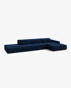 COLTAR CU 5 LOCURI JODIE, PE DREAPTA, 341X162 CM, ALBASTRU ROYAL, TAPITAT CU TAPITERIE DIN TEXTIL CATIFEA BLUVEL, MICADONI - Img 2