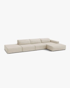 COLTAR CU 5 LOCURI JODIE, PE DREAPTA, 341X162 CM, BEJ, TAPITAT CU TAPITERIE DIN TEXTIL BOUCLE BALOO, MICADONI - Img 2