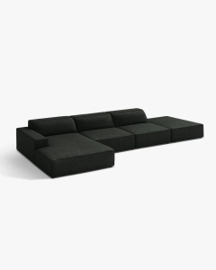 COLTAR CU 5 LOCURI JODIE, PE STANGA, 341X162 CM, NEGRU, TAPITAT CU TAPITERIE DIN TEXTIL BOUCLE BALOO, MICADONI - Img 3